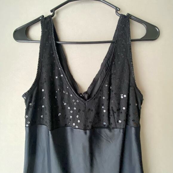 XOXO sz 7 black‎ Vintage Y2k satin sequin midi slip dress - Picture 4 of 9
